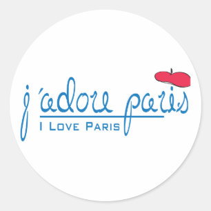 j'adore Paris (I Liebe Paris) mit roter Beete Runder Aufkleber