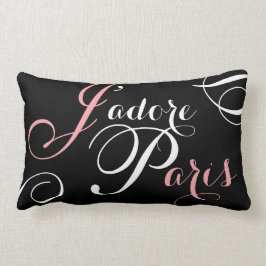 J'adore Paris I schwarzes rosa Kissen Liebe-Paris