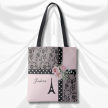 J'adore Pink und Black Paris Chic Tote Bag