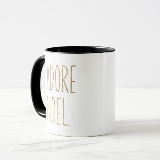 J'adore Weihnachten Gold und Schwarz Minimalistisc Tasse (Vorderseite Links)