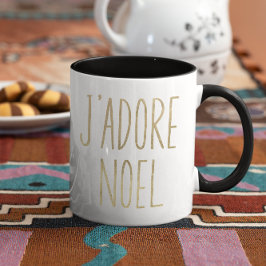 J'adore Weihnachten Gold und Schwarz Minimalistisc Tasse