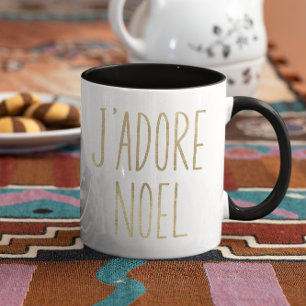J'adore Weihnachten Gold und Schwarz Minimalistisc Tasse