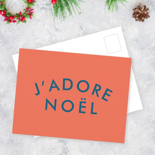 J'adore Weihnachten | Moderne Liebe Weihnachten Ro Postkarte