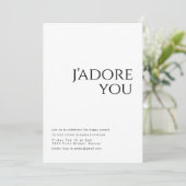 J'adore You Engagement Party Einladung (Stehend Vorderseite)