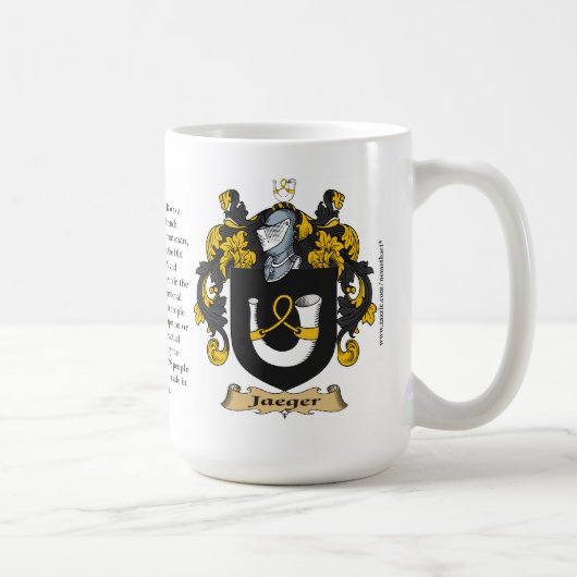 Jaeger, der Ursprung, die Bedeutung und das Wappen Kaffeetasse (Rechts)
