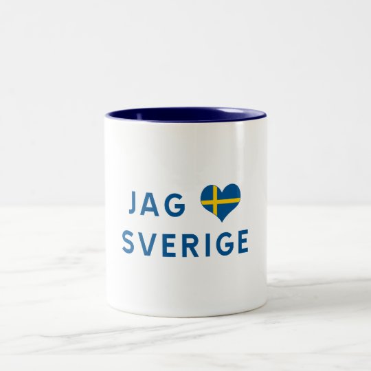 Jag älskar Sverige - I love Sweden Zweifarbige Tasse