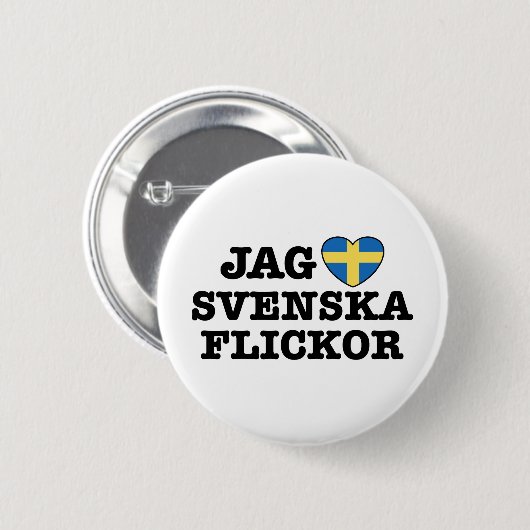 Jag Svenska Flickor Button (Vorne & Hinten)
