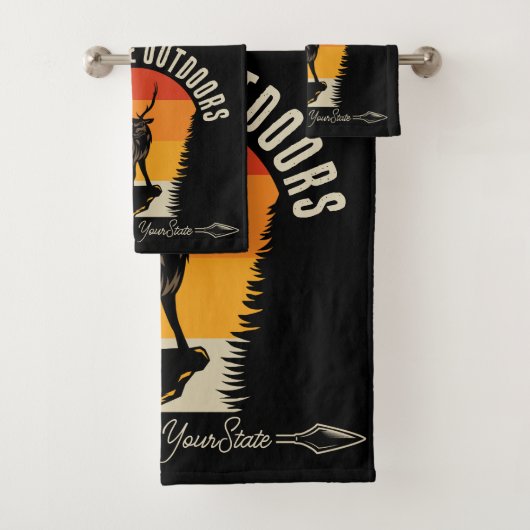 Jagd ADD NAME Außerhalb des Elk Wilderness Camp Badhandtuch Set (Insitu)