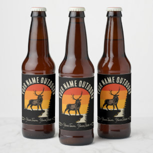 Jagd ADD NAME Außerhalb des Elk Wilderness Camp Bierflaschenetikett