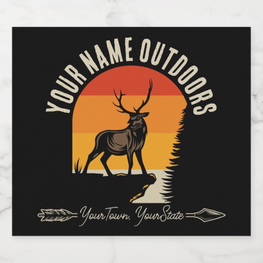 Jagd ADD NAME Außerhalb des Elk Wilderness Camp Bierflaschenetikett (Einzelnes Label)