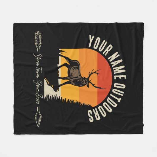 Jagd ADD NAME Außerhalb des Elk Wilderness Camp Fleecedecke (Vorderseite (Horizontal))