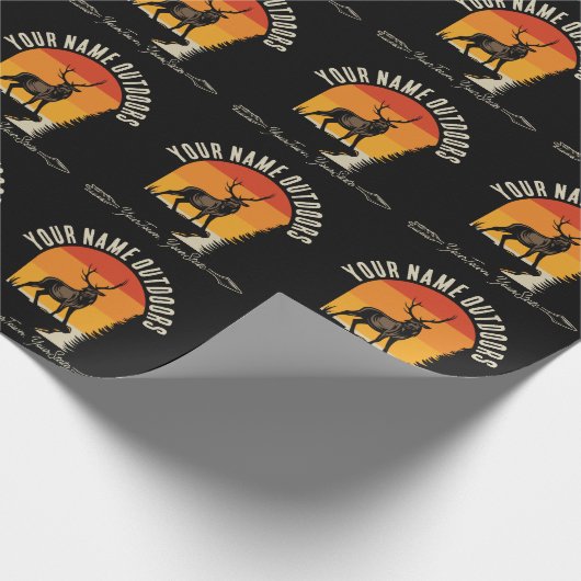 Jagd ADD NAME Außerhalb des Elk Wilderness Camp Geschenkpapier (Ecke)