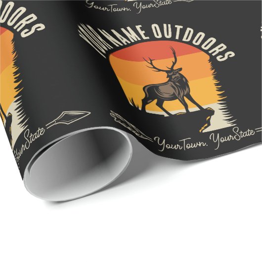 Jagd ADD NAME Außerhalb des Elk Wilderness Camp Geschenkpapier (Rolleneckpunkt)