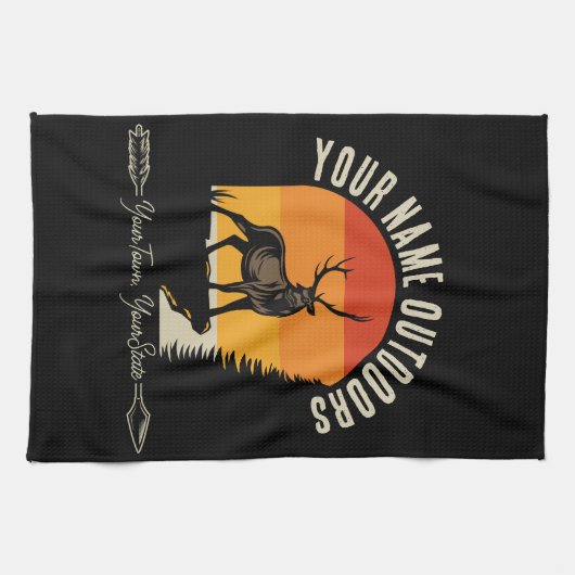 Jagd ADD NAME Außerhalb des Elk Wilderness Camp Geschirrtuch (Horizontal)