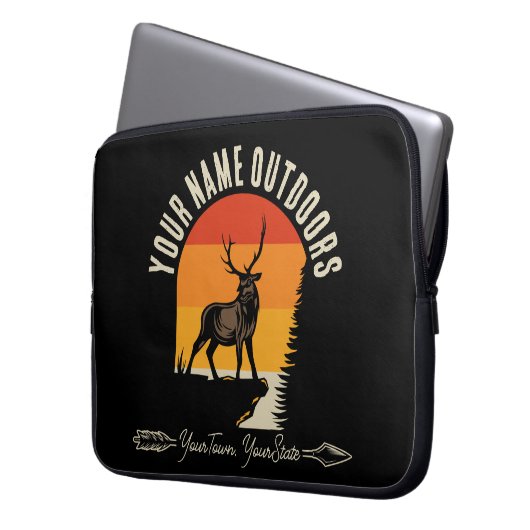 Jagd ADD NAME Außerhalb des Elk Wilderness Camp Laptopschutzhülle (Vorderseite Links)