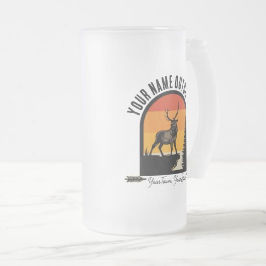 Jagd ADD NAME Außerhalb des Elk Wilderness Camp Mattglas Bierglas (VorderseiteRechts)