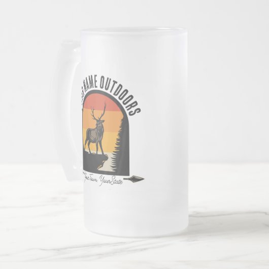 Jagd ADD NAME Außerhalb des Elk Wilderness Camp Mattglas Bierglas (Vorderseite Links)