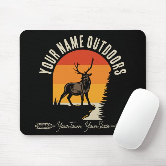 Jagd ADD NAME Außerhalb des Elk Wilderness Camp Mousepad (Mit Mouse)