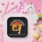 Jagd ADD NAME Außerhalb des Elk Wilderness Camp Pappteller (Party)