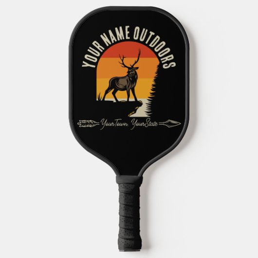 Jagd ADD NAME Außerhalb des Elk Wilderness Camp Pickleball Schläger (Vorderseite)