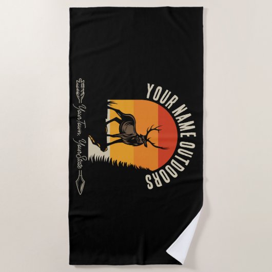 Jagd ADD NAME Außerhalb des Elk Wilderness Camp Strandtuch (Vorderseite)