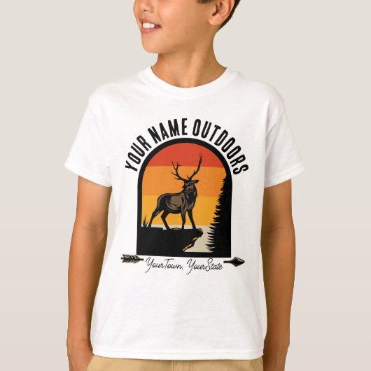 Jagd ADD NAME Außerhalb des Elk Wilderness Camp T-Shirt (Vorderseite)