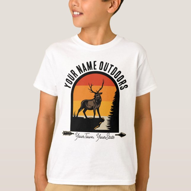 Jagd ADD NAME Außerhalb des Elk Wilderness Camp T-Shirt (Vorderseite)