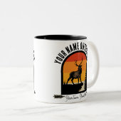 Jagd ADD NAME Außerhalb des Elk Wilderness Camp Zweifarbige Tasse (VorderseiteRechts)