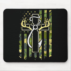 Jagd Angeln Glaube Kreuz Hirsch Geweih Amerikanisc Mousepad