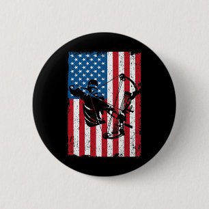 Jagd Archer American Flag Bowhunting Bowhunter Button