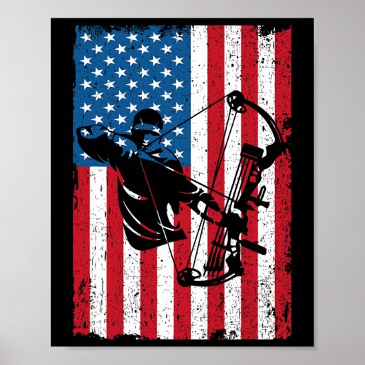 Jagd Archer American Flag Bowhunting Bowhunter Poster (Vorne)