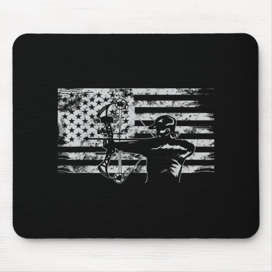 Jagd Archer American Flag Bowhunting Jagen Mousepad (Vorne)