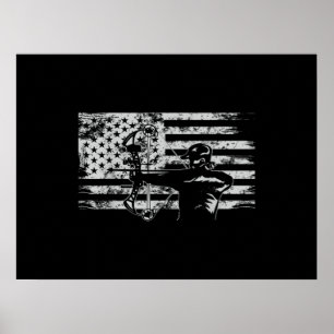 Jagd Archer American Flag Bowhunting Jagen Poster