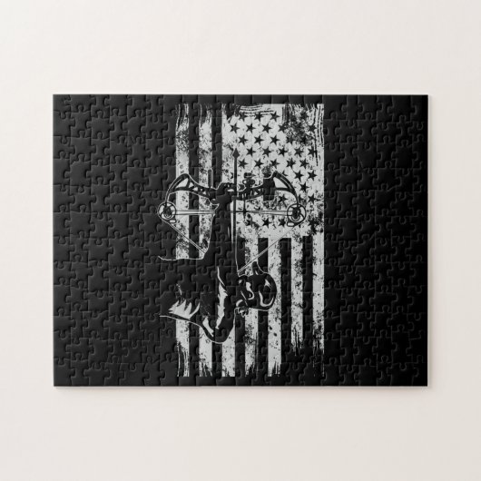Jagd Archer American Flag Bowhunting Jagen Puzzle (Horizontal)