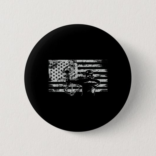 Jagd Archer Amerikanische Flagge Bowhing Junter Me Button (Vorderseite)