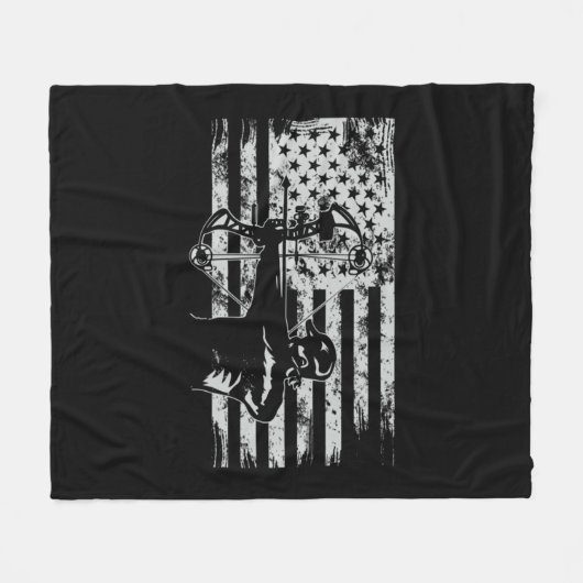 Jagd Archer Amerikanische Flagge Bowhing Junter Me Fleecedecke (Vorderseite (Horizontal))