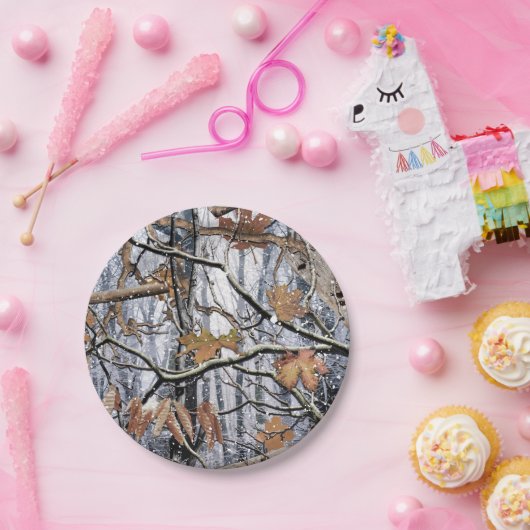 Jagd auf Camouflage-Schneepatel 3 Pappteller (Party)