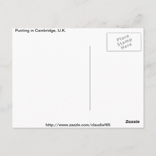 Jagd auf die Postkarte von Cambridge (Rückseite)