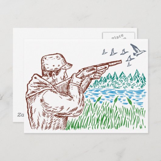 Jagd auf Entenvögel mit Jagdgewehr Postkarte (Vorne/Hinten)