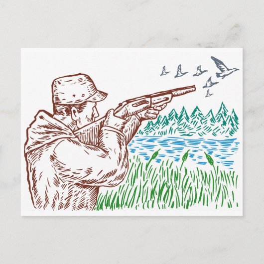 Jagd auf Entenvögel mit Jagdgewehr Postkarte (Vorderseite)