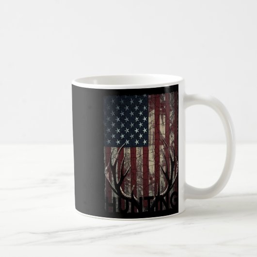 Jagd auf Hirsch Amerikanische Flagge Wilder Jäger  Kaffeetasse (Rechts)