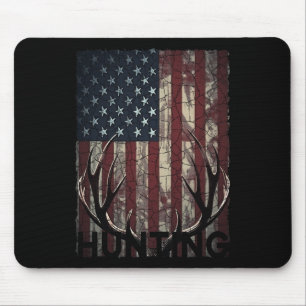 Jagd auf Hirsch Amerikanische Flagge Wilder Jäger Mousepad