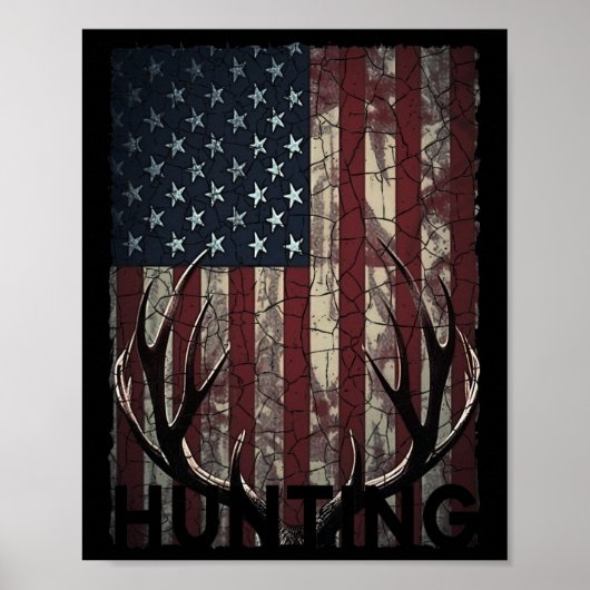 Jagd auf Hirsch Amerikanische Flagge Wilder Jäger  Poster (Vorne)