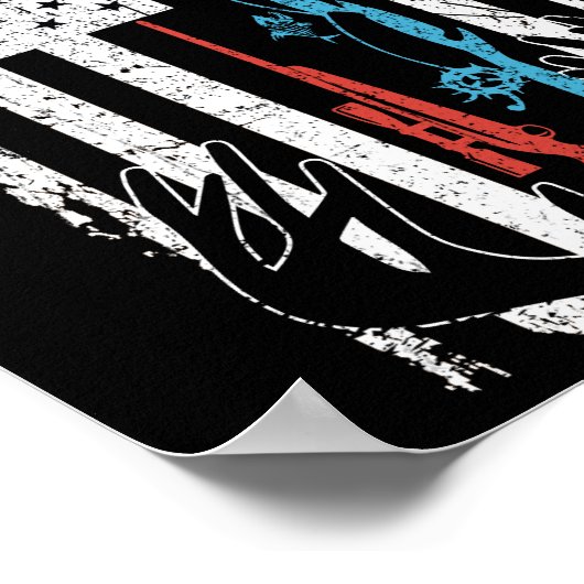 Jagd auf Hirsch unter amerikanischer Flagge Poster (Ecke)