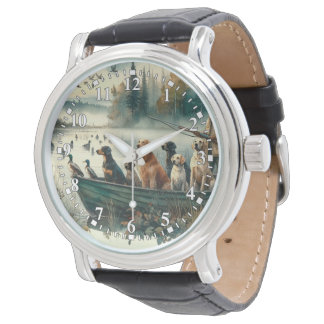 Jagd auf Hunde in einer Bootschau Armbanduhr