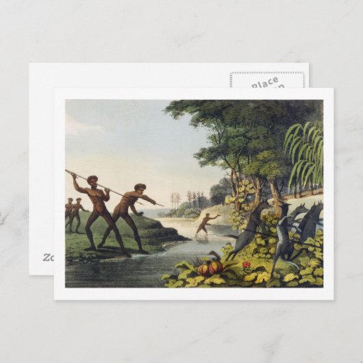 Jagd auf Kangaroo, Aborigines in New South Wale Postkarte (Vorne/Hinten)