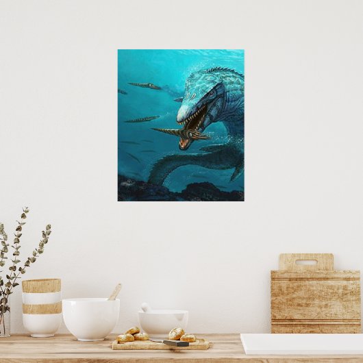 Jagd auf Mosasaurus Poster (Küche)