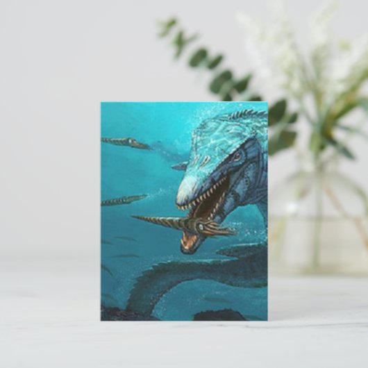Jagd auf Mosasaurus Postkarte (Stehend Vorderseite)