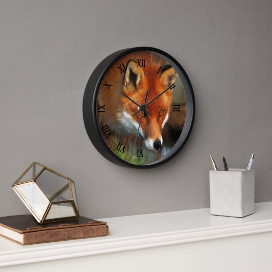 Jagd auf Rotfuchs Ölmalerei Kunst Uhr (Büro)