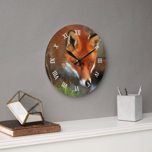 Jagd auf Rotfuchs während Ölmalerei Art Große Wanduhr (Büro)